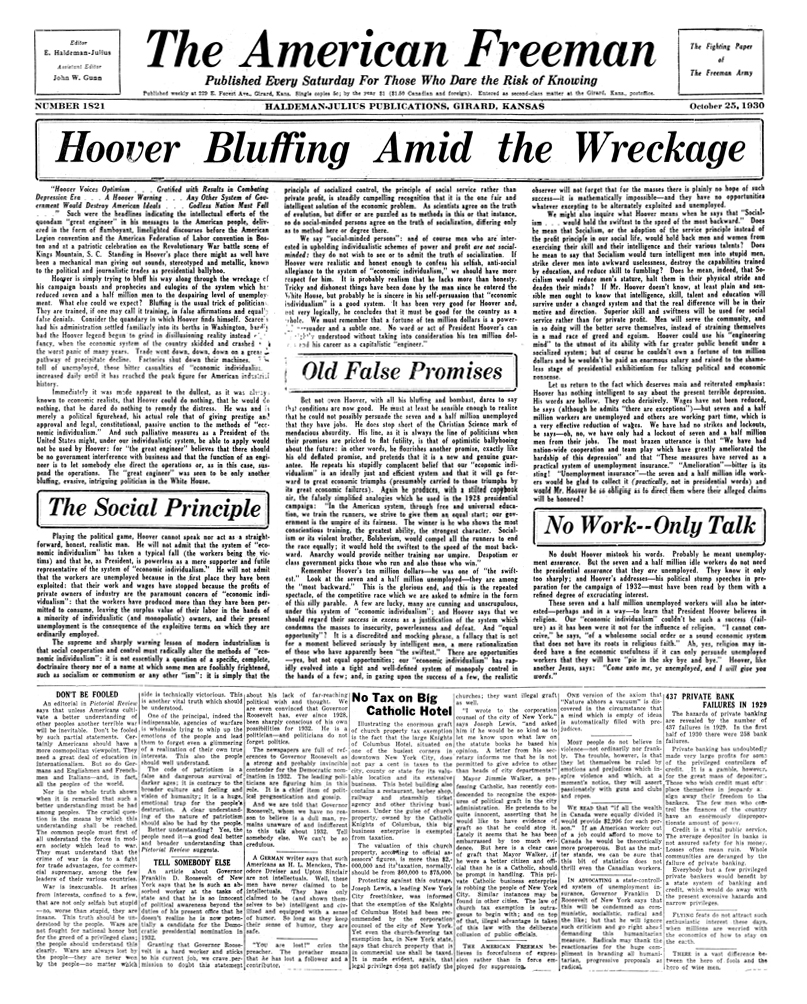 The American Freeman, Number 1821, Oct. 25, 1930.